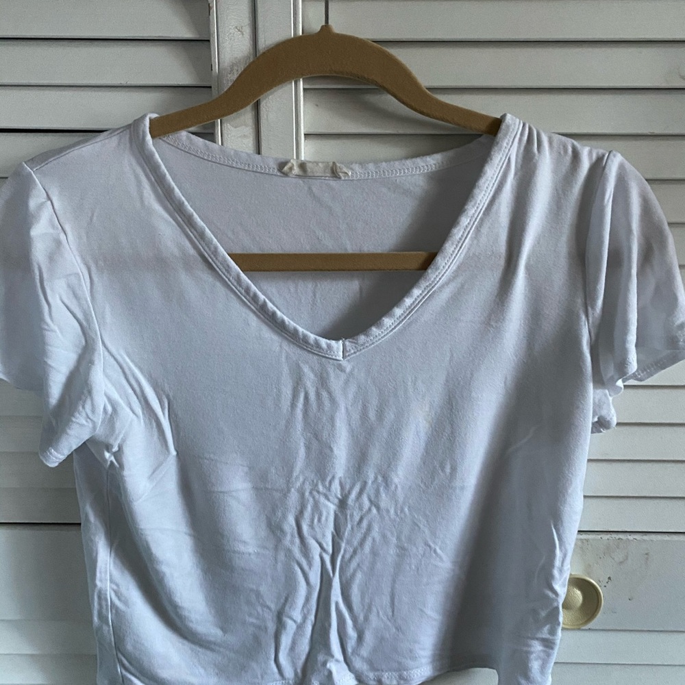 small classic white v-neck tee shirt
